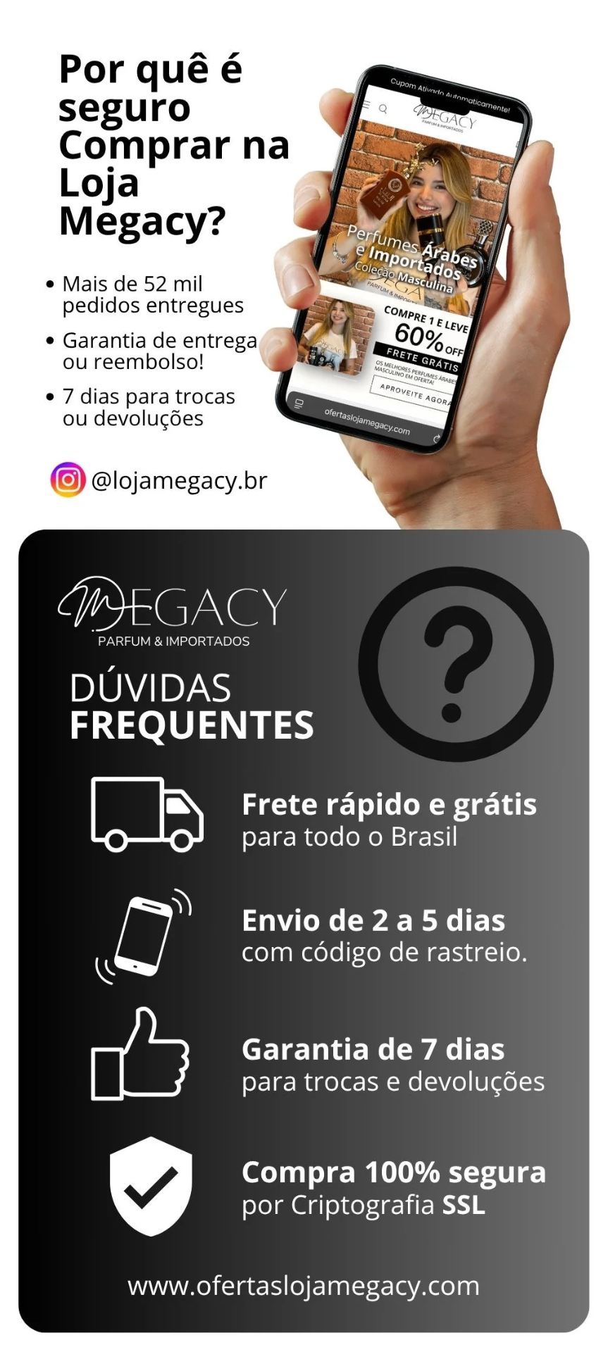 Por que é seguro comprar na Loja Megacy - Dúvidas Frequentes